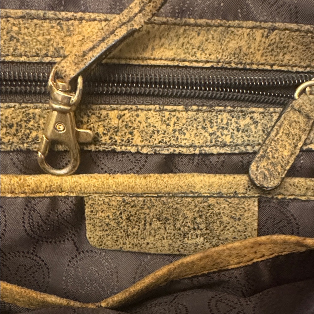 Michael Kors Brown Suede Tote with Gold Charm, EUC - Picture 9 of 9